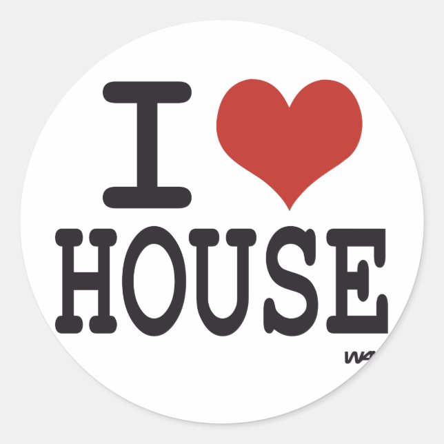 Sticker Rond J'aime la musique de la maison (Devant)