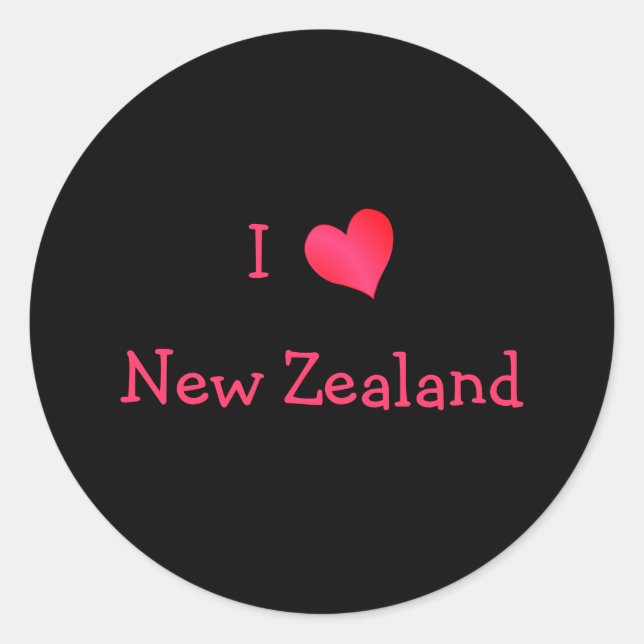 Sticker Rond J'aime la Nouvelle-Zélande (Devant)