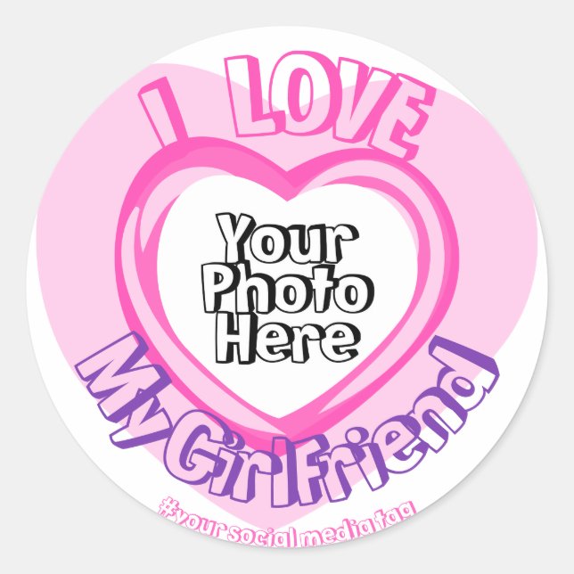 Sticker Rond J'aime la photo de ma petite amie Saint-Valentin C (Devant)