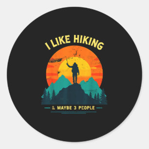 Sticker Rond J'aime la randonnée et peut-être 3 personnes rando