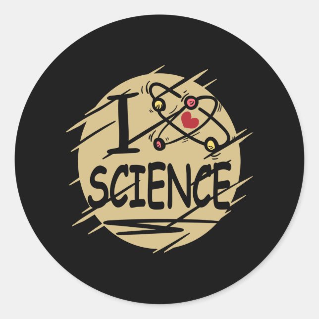 Sticker Rond J'aime la science (Devant)