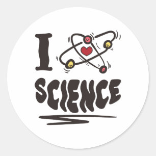 Sticker Rond J'aime la science