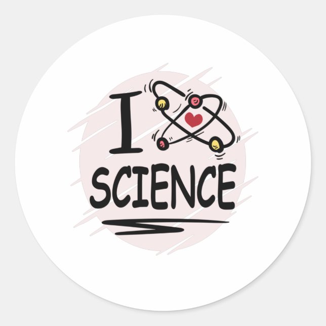 Sticker Rond J'aime la science (Devant)