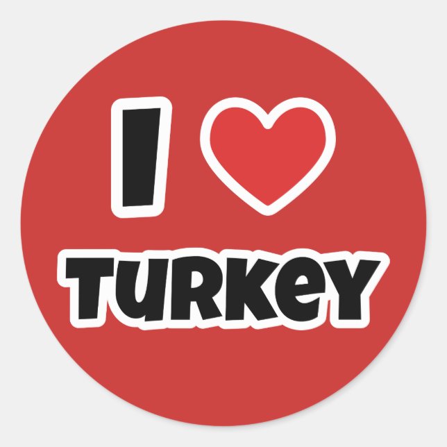 Sticker Rond J'aime la Turquie (Devant)
