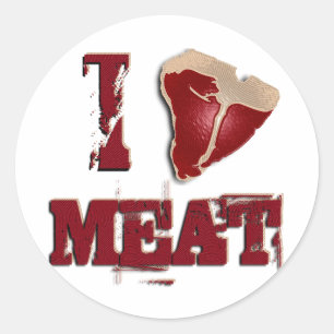 Sticker Rond J'aime la viande
