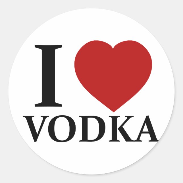 Sticker Rond J'Aime La Vodka (Devant)