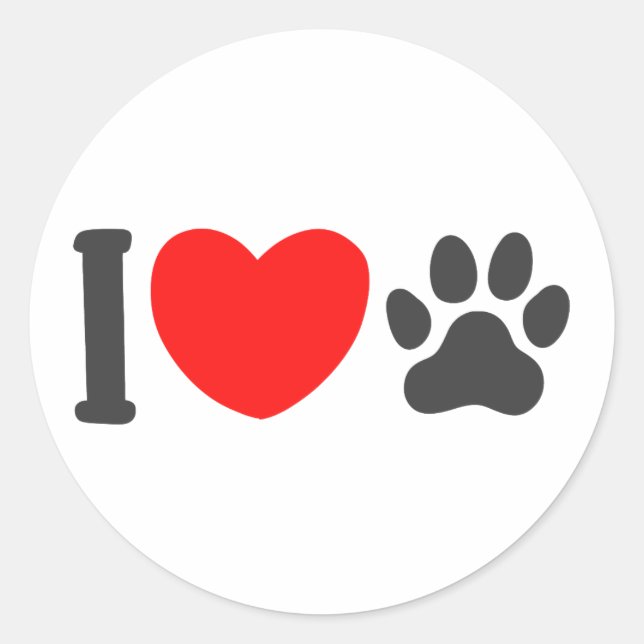 Sticker Rond J'aime l'animal de compagnie - Choisir la couleur  (Devant)
