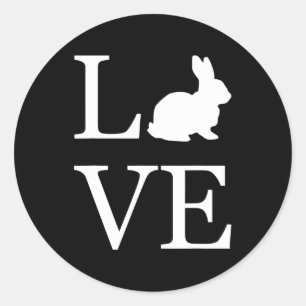 Sticker Rond J'Aime Lapin Écraser Silhouette Bunny