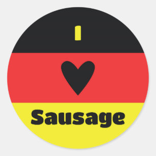 Sticker Rond J'aime l'autocollant allemand de saucisse