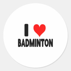 Sticker Rond J'aime le badminton - Badminton Joueur de coeur Te