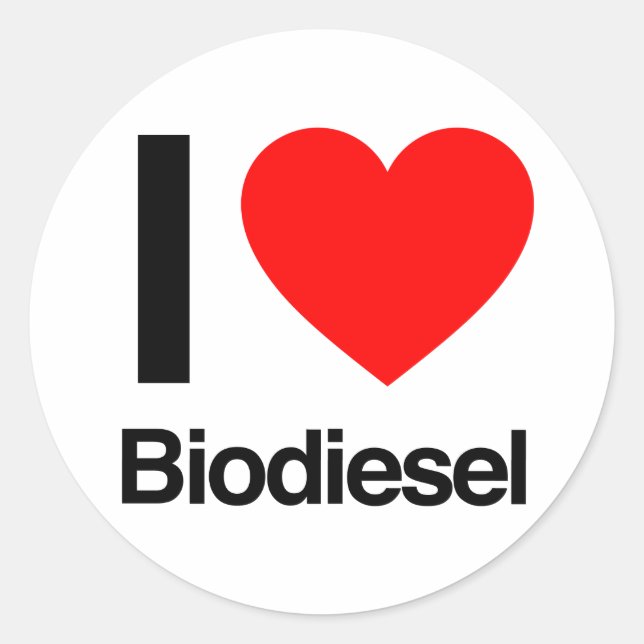 Sticker Rond j'aime le biodiesel (Devant)