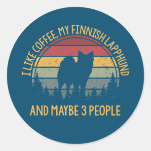 Sticker Rond J'aime le café et mon Finnischer Lapphund Finlanda