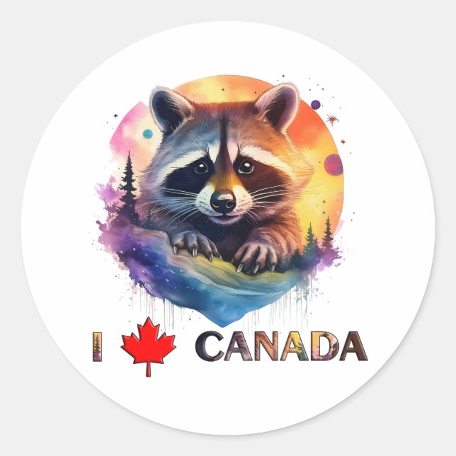 Sticker Rond J'aime le Canada (Devant)