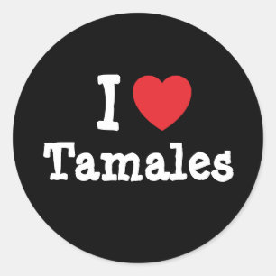 Sticker Rond J'aime le coeur de Tamales T-Shirt