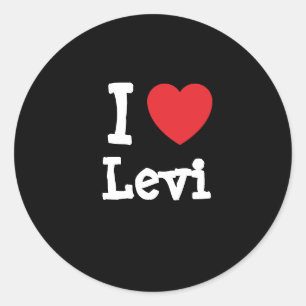 Sticker Rond J'aime le coeur Levi personnalisé