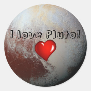Sticker Rond J'aime le coeur rouge Pluto