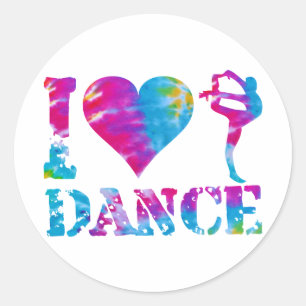 Sticker Rond J'aime le colorant de cravate de danse