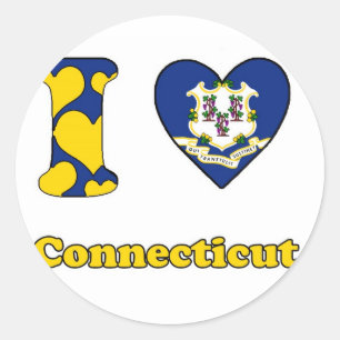 Sticker Rond J'aime le Connecticut