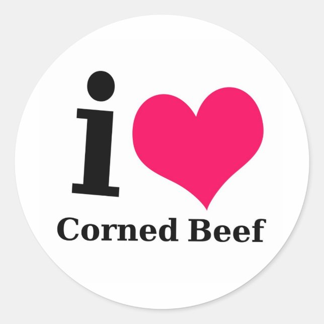 Sticker Rond J'aime le corned Beef (Devant)