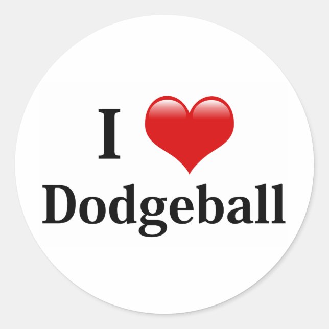 Sticker Rond J'Aime Le Dodgeball (Devant)