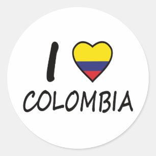 Sticker Rond J'aime le drapeau colombien