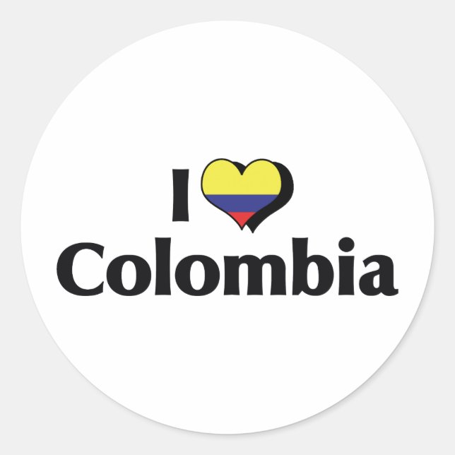 Sticker Rond J'aime le drapeau de Colombie (Devant)