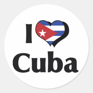 Sticker Rond J'aime le drapeau de Cuba