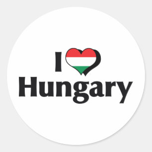 Sticker Rond J'aime le drapeau de la Hongrie