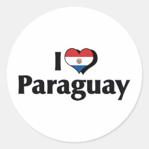 Sticker Rond J'aime le drapeau du Paraguay