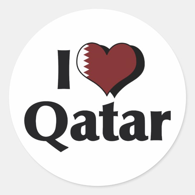 Sticker Rond J'aime le drapeau du Qatar (Devant)