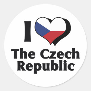 Sticker Rond J'Aime Le Drapeau Tchèque