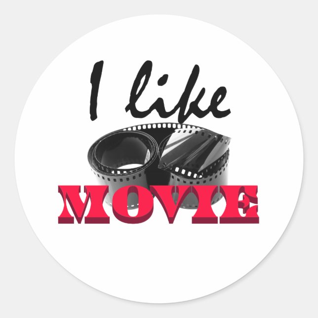 Sticker Rond J'aime le film (Devant)