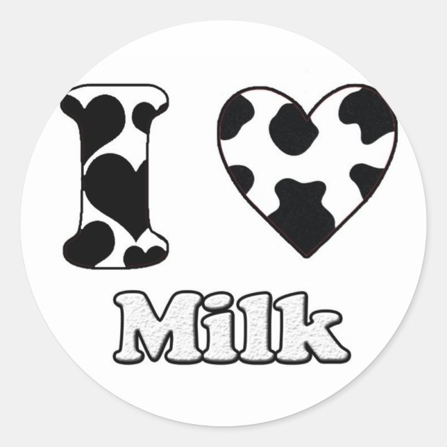 Sticker Rond J'aime le lait (Devant)