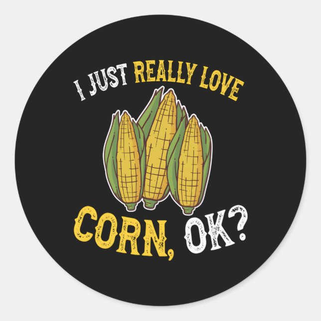 Sticker Rond J'Aime Le Maïs Ok Et Le Maïs Sur Le Cob (Devant)
