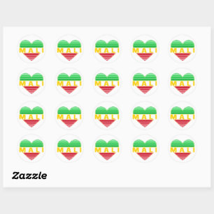 Sticker Rond J'aime le Mali, coeur malien