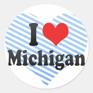 Sticker Rond J'aime le Michigan