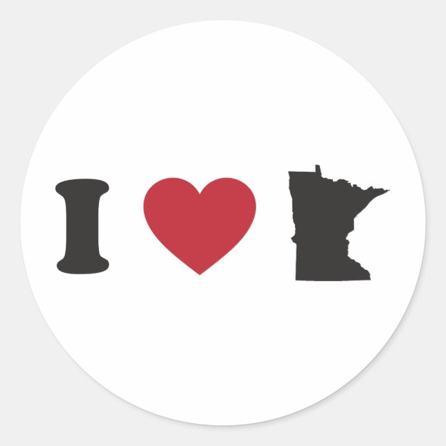 Sticker Rond J'aime le Minnesota (Devant)