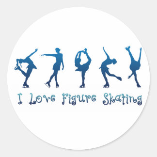 Sticker Rond J'aime le patinage artistique - bleu