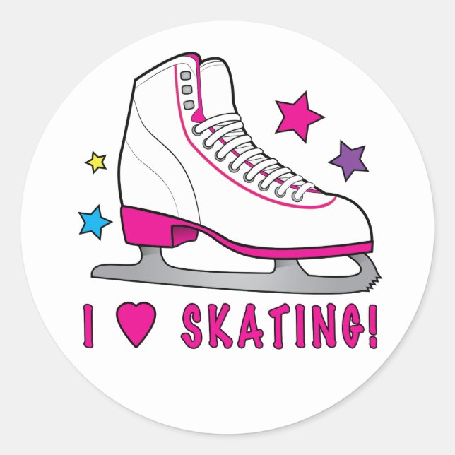 Sticker Rond J'Aime Le Patinage Sur Glace ! (Devant)