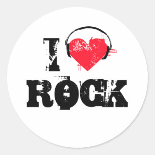 Sticker Rond J'aime le rock