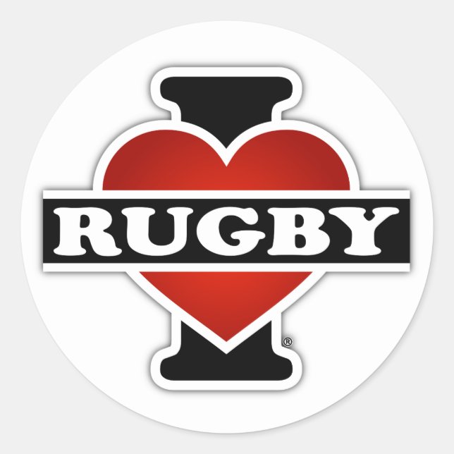 Sticker Rond J'Aime Le Rugby (Devant)