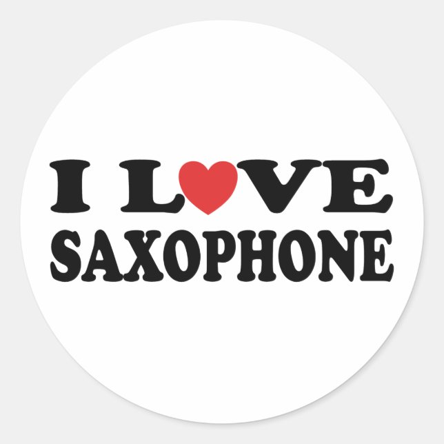 Sticker Rond J'aime le saxophone (Devant)