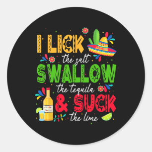 Sticker Rond J'Aime Le Sel Avaler La Tequila Cinco De Mayo