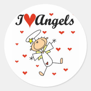 Sticker Rond J'aime le T-shirts et les cadeaux d'anges