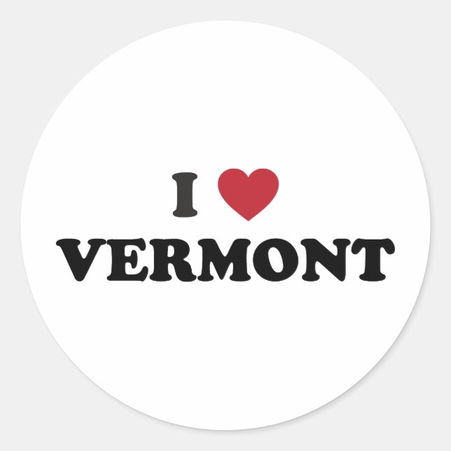 Sticker Rond J'aime le Vermont (Devant)