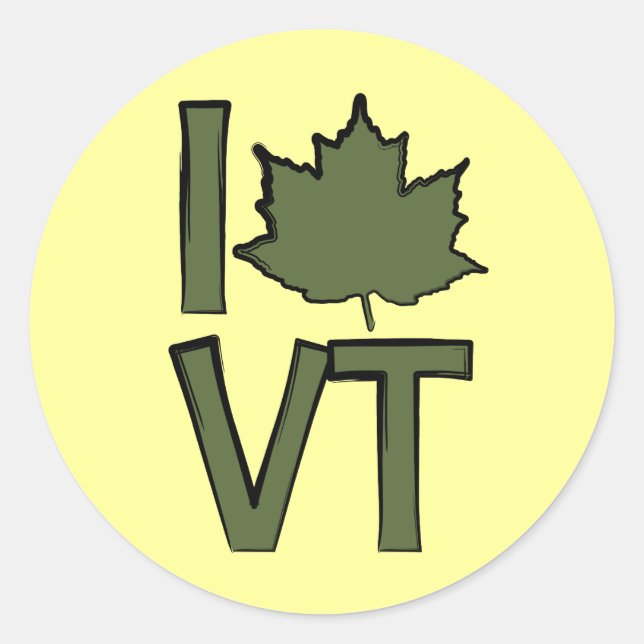 Sticker Rond J'aime le Vermont (Devant)