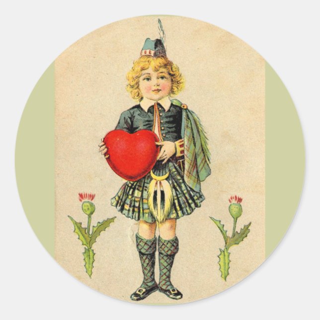 Sticker Rond J'aime l'Ecosse, l'Ecosse vintage (Devant)