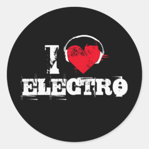 Sticker Rond J'aime l'électro