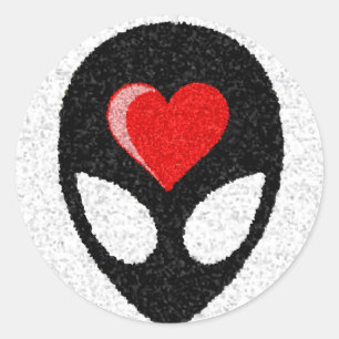 Sticker Rond J'AIME LES aliens !