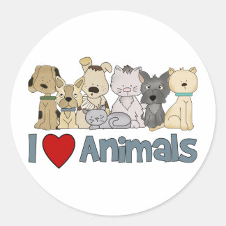 Sticker Rond J'aime les animaux